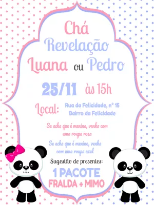 Invito gender reveal – Statico – Pedro Henrique