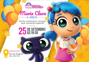 Convite Aniversário Vera e o Reino do Arco-Íris para Editar