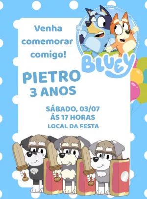 Invito di compleanno Bluey – Statico – Decore Arte