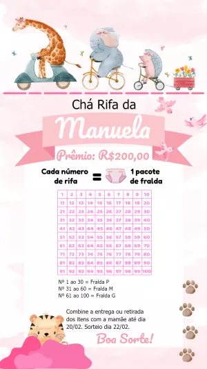 Chá Rifa Safari com Animais Fofos para Editar Online