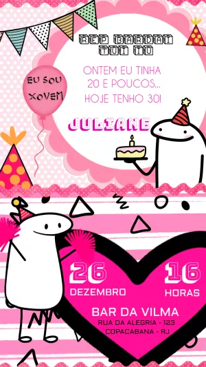 Convite de Aniversário Flork com Meme para Editar Online