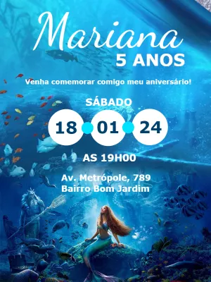 Invito di compleanno La Sirenetta – Statico – Déborah Olimpio Garcia