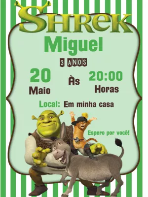 Convite de Aniversário Shrek Editável para Personalizar Online