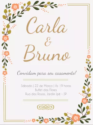 Convite de Casamento Floral Romântico para Editar Online