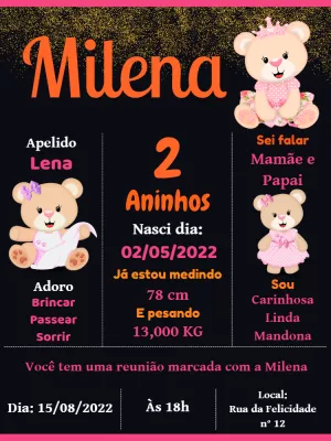 Invitación de cumpleaños Princesas – Estático – Pedro Henrique