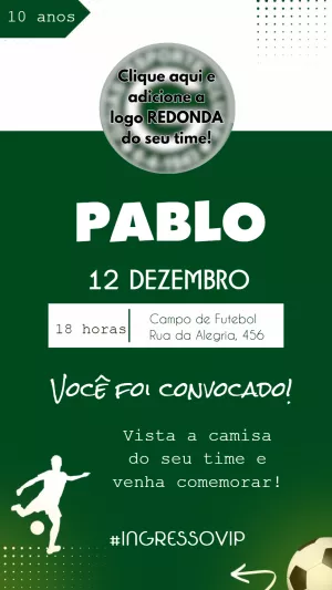 Convite de Aniversário Futebol para Editar e Imprimir