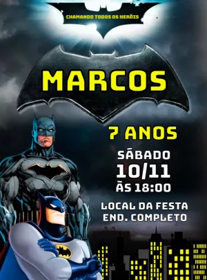 Convite de Aniversário Batman para Editar Online