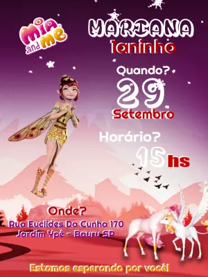 Convite de Aniversário Mundo de Mia com Fada para Editar