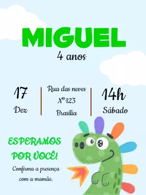 Invitación de cumpleaños Dinosaurio – Estático – Victor designer