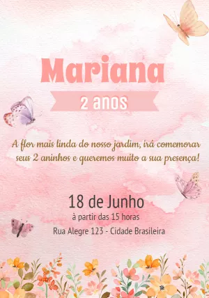 Convite Aniversário Jardim Encantado Borboletas para Editar