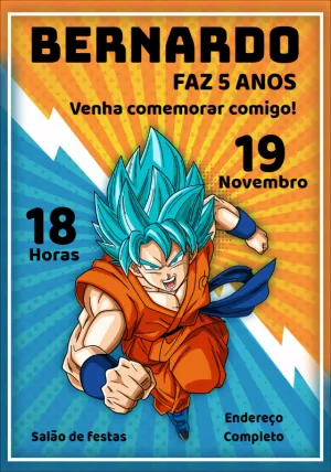 Convite de Aniversário Dragon Ball para Editar Online