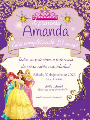 Invitación de cumpleaños Princesas – Estático – Jonathan Fiuza