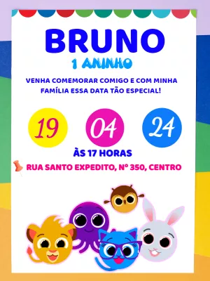 Convite de Aniversário Bolofofos para Editar Online