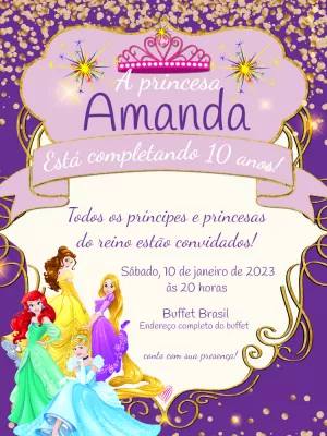 Invitación de cumpleaños Princesas – Estático – Jonathan Fiuza
