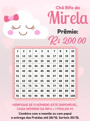 Chá Rifa Chuva de Amor com Nuvem Fofa para Editar Online
