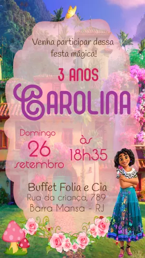 Convite de Aniversário Encanto com Mirabel para Editar Online