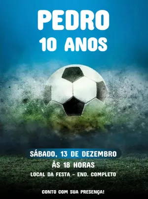 Convite de Aniversário Futebol com Bola para Editar Online