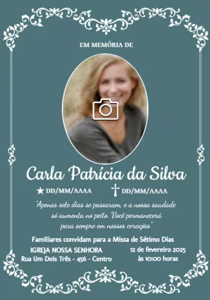 Convite Missa de Sétimo Dia com Foto para Editar Online