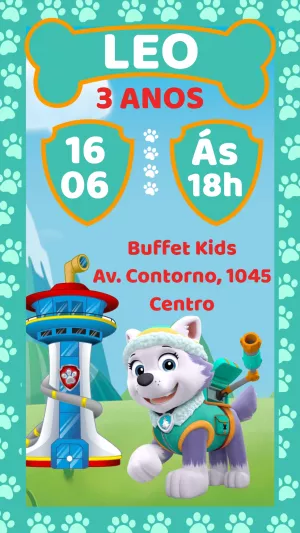 Invito di compleanno Paw Patrol – Statico – Heliene Designer