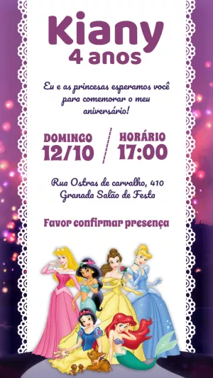 Invitación de cumpleaños Princesas – Estático – Idesign Personalizados