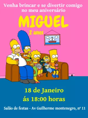 Convite de Aniversário Os Simpsons para Editar Online