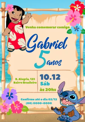 Invitación de cumpleaños Stitch – Estático – Julia B