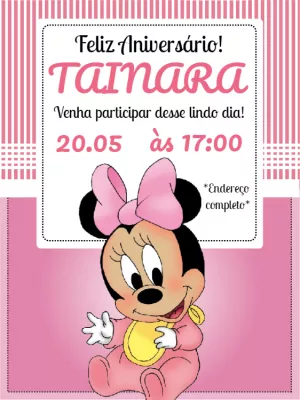 Convite de Aniversário Minnie Baby para Editar Online