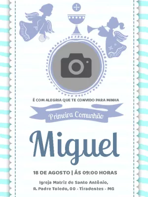 Convite de Primeira Comunhão com Foto para Editar Online