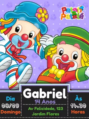 Convite de Aniversário Patati Patatá a Dupla Divertida para Editar