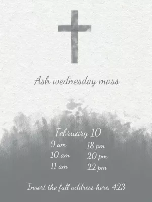 Ash Wednesday Mass Invitation with Cross to Edit Online