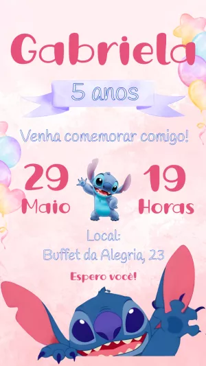 Stitch Birthday Invitation – Static – Gabi Personalizados