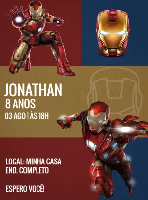 Convite de Aniversário Homem de Ferro para Editar Online