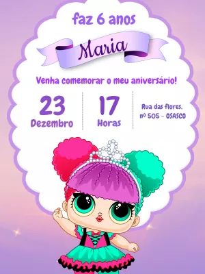 Convite de Aniversário Lol Surprise para Editar Online