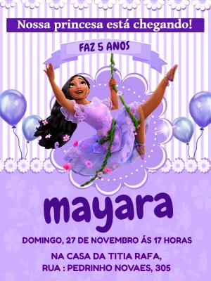 Convite Aniversário Encanto Isabela para Editar Online