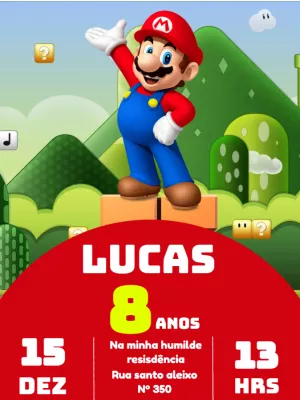 Invito di compleanno Super Mario – Statico – Victor designer
