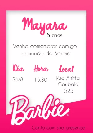 Convite de Aniversário Barbie Rosa para Editar Online