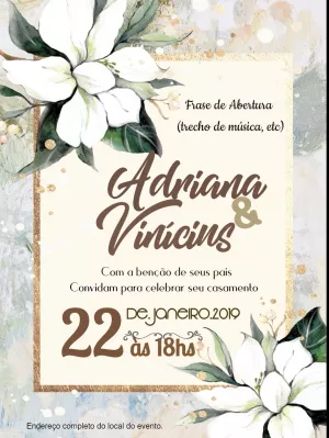 Convite de Casamento Floral Elegante para Editar Online