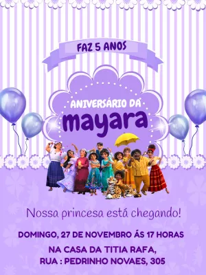 Convite de Aniversário Encanto com Personagens para Editar Online