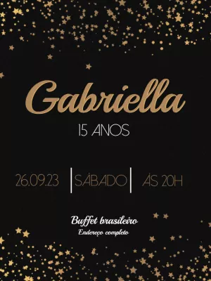 Convite de 15 Anos Glitter Dourado para Editar Online