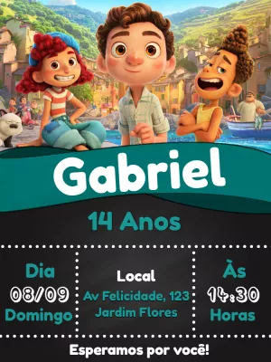 Convite de Aniversário Luca Disney para Editar e Imprimir