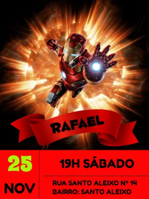 Convite de Aniversário Homem de Ferro para Editar Online