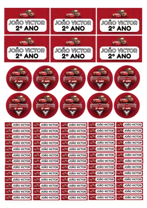 Kit de Etiquetas Escolares Carros Disney para Editar Online