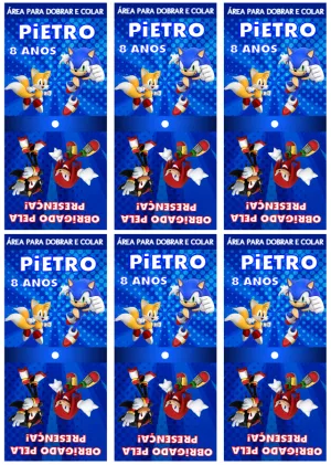 Capa de Pirulito Aniversário Sonic com Personagens para Editar