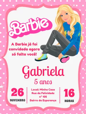 Invitación de cumpleaños Barbie – Estático – Pedro Henrique