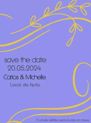 Convite Save the Date Casamento Lavanda para Editar Online