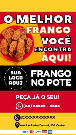 Flyer Editável de Frango Frito para Delivery e Restaurantes