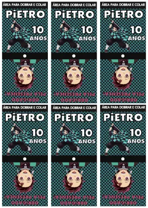 Capa de Pirulito Demon Slayer Editável para Festa de Aniversário