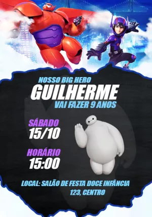 Convite de Aniversário Operação Big Hero para Editar Online