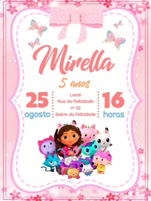 Convite Aniversário A Casa Mágica da Gabby para Editar Online
