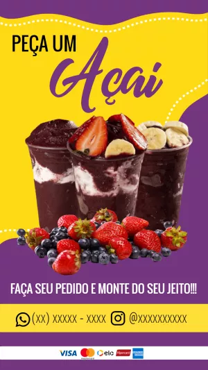 Post para Açaí Editável Online: Divulgue seu Delivery